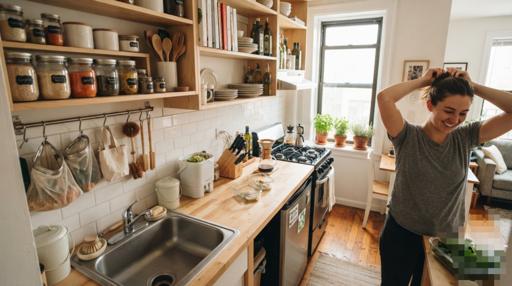 zero waste kitchen setup for small american apartments